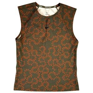 Nike Pro Dri-Fit Women's Small Muscle Tank Olive Green Orange Athletic